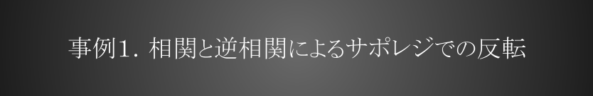 事例１．相関と逆相関によるサポレジの反転