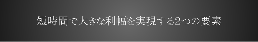 短時間で大きな利幅を実現する2つの要素