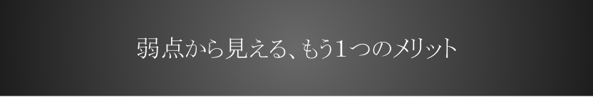 弱点から見える、もう1つのメリット