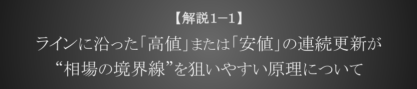 ラインに沿った「高値」または「安値」の連続更新が相場の境界線を捉えやすい原理について
