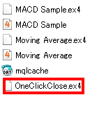 「Experts」の中に、ダウンロードした「OneClickClose」をコピペ